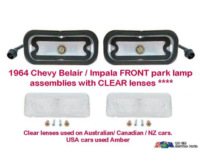 64 Chev Belair Impala Park Lamp ASSEMBLIES CLEAR (PR)